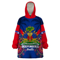 Personalised Haiti Independence Day Wearable Blanket Hoodie Ayiti 220th Anniversary With Dashiki Pattern - Wonder Print Shop