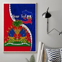 Personalised Haiti Independence Day Canvas Wall Art Ayiti National Emblem With Polynesian Pattern - Wonder Print Shop