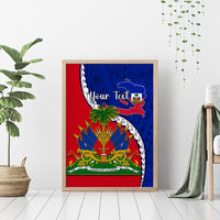 Personalised Haiti Independence Day Canvas Wall Art Ayiti National Emblem With Polynesian Pattern - Wonder Print Shop