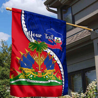 Personalised Haiti Independence Day Garden Flag Ayiti National Emblem With Polynesian Pattern - Wonder Print Shop