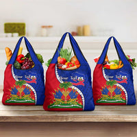 Personalised Haiti Independence Day Grocery Bag Ayiti National Emblem With Polynesian Pattern