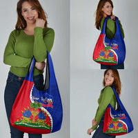 Personalised Haiti Independence Day Grocery Bag Ayiti National Emblem With Polynesian Pattern