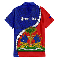 Personalised Haiti Independence Day Hawaiian Shirt Ayiti National Emblem With Polynesian Pattern - Wonder Print Shop