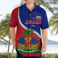 Personalised Haiti Independence Day Hawaiian Shirt Ayiti National Emblem With Polynesian Pattern - Wonder Print Shop