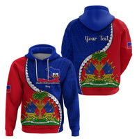 Personalised Haiti Independence Day Hoodie Ayiti National Emblem With Polynesian Pattern - Wonder Print Shop