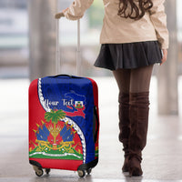 Personalised Haiti Independence Day Luggage Cover Ayiti National Emblem With Polynesian Pattern - Wonder Print Shop
