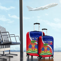Personalised Haiti Independence Day Luggage Cover Ayiti National Emblem With Polynesian Pattern - Wonder Print Shop