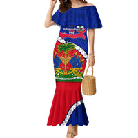 Personalised Haiti Independence Day Mermaid Dress Ayiti National Emblem With Polynesian Pattern - Wonder Print Shop