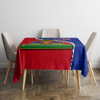 Personalised Haiti Independence Day Tablecloth Ayiti National Emblem With Polynesian Pattern - Wonder Print Shop