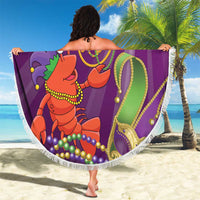 Mardi Gras 2025 Beach Blanket Funny Jester Lobster With Beads