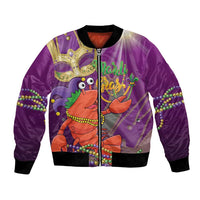 Mardi Gras 2025 Bomber Jacket Funny Jester Lobster With Beads