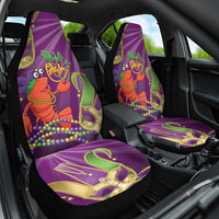Mardi Gras 2025 Car Seat Cover Funny Jester Lobster With Beads