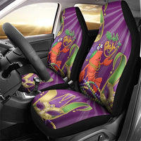 Mardi Gras 2025 Car Seat Cover Funny Jester Lobster With Beads