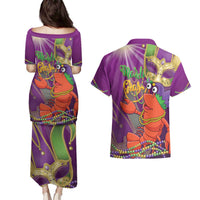 Mardi Gras 2025 Couples Matching Puletasi and Hawaiian Shirt Funny Jester Lobster With Beads