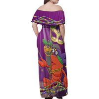 Mardi Gras 2025 Family Matching Off Shoulder Maxi Dress and Hawaiian Shirt Funny Jester Lobster With Beads