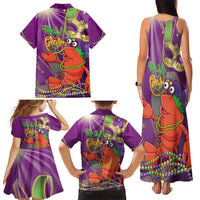 Mardi Gras 2025 Family Matching Tank Maxi Dress and Hawaiian Shirt Funny Jester Lobster With Beads