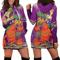 Mardi Gras 2025 Hoodie Dress Funny Jester Lobster With Beads