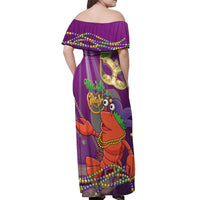 Mardi Gras 2025 Off Shoulder Maxi Dress Funny Jester Lobster With Beads - Wonder Print Shop