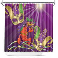 Mardi Gras 2025 Shower Curtain Funny Jester Lobster With Beads - Wonder Print Shop