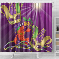 Mardi Gras 2025 Shower Curtain Funny Jester Lobster With Beads - Wonder Print Shop