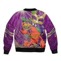 Mardi Gras 2025 Sleeve Zip Bomber Jacket Funny Jester Lobster With Beads - Wonder Print Shop