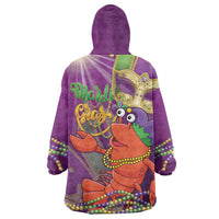 Mardi Gras 2025 Wearable Blanket Hoodie Funny Jester Lobster With Beads - Wonder Print Shop