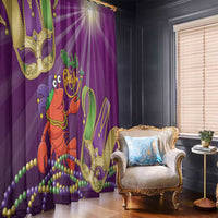 Mardi Gras 2025 Window Curtain Funny Jester Lobster With Beads - Wonder Print Shop