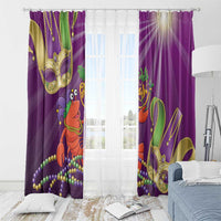 Mardi Gras 2025 Window Curtain Funny Jester Lobster With Beads - Wonder Print Shop