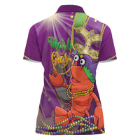 Mardi Gras 2025 Women Polo Shirt Funny Jester Lobster With Beads - Wonder Print Shop