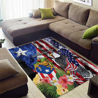 United States Puerto Rico Area Rug USA Eagle Coqui Drum Tropical Flowers - Wonder Print Shop