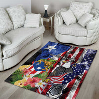 United States Puerto Rico Area Rug USA Eagle Coqui Drum Tropical Flowers - Wonder Print Shop