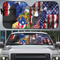 United States Puerto Rico Auto Sun Shade USA Eagle Coqui Drum Tropical Flowers - Wonder Print Shop