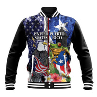 United States Puerto Rico Baseball Jacket USA Eagle Coqui Drum Tropical Flowers - Wonder Print Shop