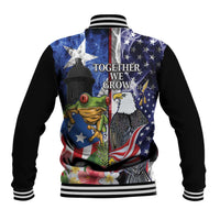 United States Puerto Rico Baseball Jacket USA Eagle Coqui Drum Tropical Flowers - Wonder Print Shop