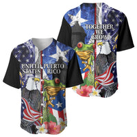 United States Puerto Rico Baseball Jersey USA Eagle Coqui Drum Tropical Flowers - Wonder Print Shop