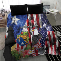 United States Puerto Rico Bedding Set USA Eagle Coqui Drum Tropical Flowers - Wonder Print Shop