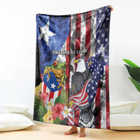 United States Puerto Rico Blanket USA Eagle Coqui Drum Tropical Flowers - Wonder Print Shop