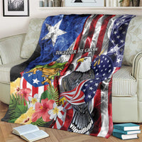 United States Puerto Rico Blanket USA Eagle Coqui Drum Tropical Flowers - Wonder Print Shop