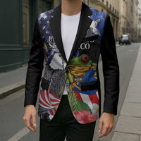 United States Puerto Rico Blazer USA Eagle Coqui Drum Tropical Flowers - Wonder Print Shop