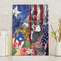 United States Puerto Rico Canvas Wall Art USA Eagle Coqui Drum Tropical Flowers - Wonder Print Shop