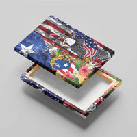 United States Puerto Rico Canvas Wall Art USA Eagle Coqui Drum Tropical Flowers - Wonder Print Shop