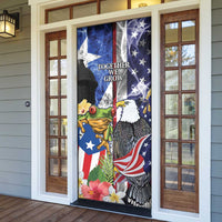 United States Puerto Rico Door Cover USA Eagle Coqui Drum Tropical Flowers - Wonder Print Shop