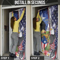 United States Puerto Rico Door Cover USA Eagle Coqui Drum Tropical Flowers - Wonder Print Shop