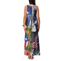 United States Puerto Rico Family Matching Tank Maxi Dress and Hawaiian Shirt USA Eagle Coqui Drum Tropical Flowers - Wonder Print Shop