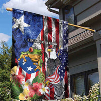 United States Puerto Rico Garden Flag USA Eagle Coqui Drum Tropical Flowers - Wonder Print Shop
