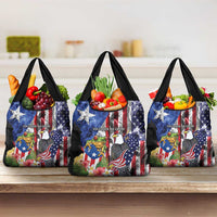 United States Puerto Rico Grocery Bag USA Eagle Coqui Drum Tropical Flowers - Wonder Print Shop