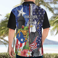 United States Puerto Rico Hawaiian Shirt USA Eagle Coqui Drum Tropical Flowers - Wonder Print Shop