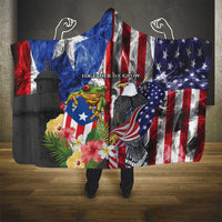 United States Puerto Rico Hooded Blanket USA Eagle Coqui Drum Tropical Flowers - Wonder Print Shop