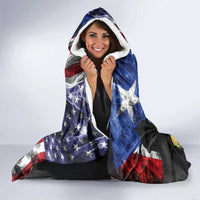 United States Puerto Rico Hooded Blanket USA Eagle Coqui Drum Tropical Flowers - Wonder Print Shop