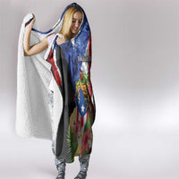 United States Puerto Rico Hooded Blanket USA Eagle Coqui Drum Tropical Flowers - Wonder Print Shop